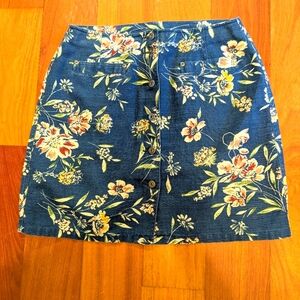Liz Wear Linen Floral Print Skirt